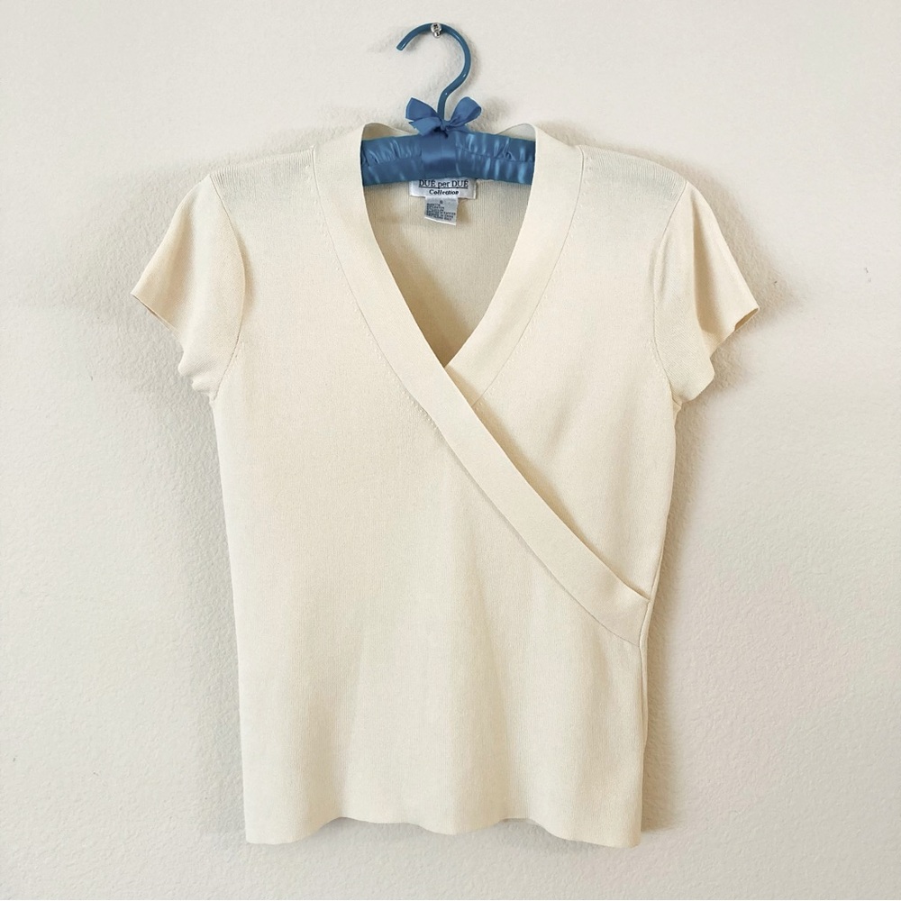 Women's Due Per Due Collection short Sleeve Cream Sweater SZ S